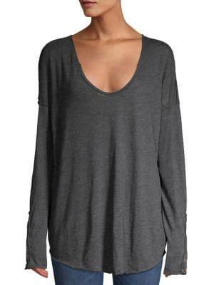 Free People Scoopneck Snap-sleeve Top