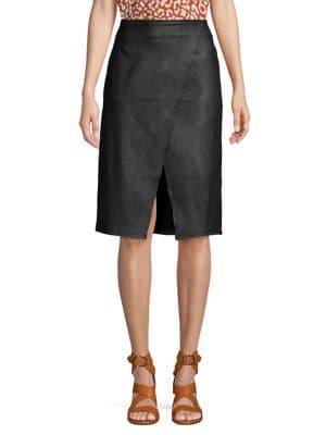 Free People Faux Leather Crossover Skirt