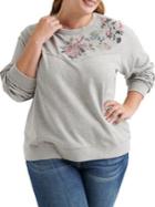 Lucky Brand Plus Embroidered Floral Top