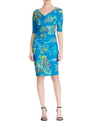Lauren Ralph Lauren Floral Jersey Cowlneck Dress