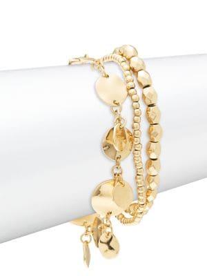 Design Lab 3-piece Goldtone Multi Disc Bracelets
