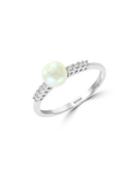 Effy 14k White Gold, 6mm White Pearl & Diamond Solitaire Ring