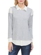 Vince Camuto Sapphire Sheen Mixed Media Layered Top