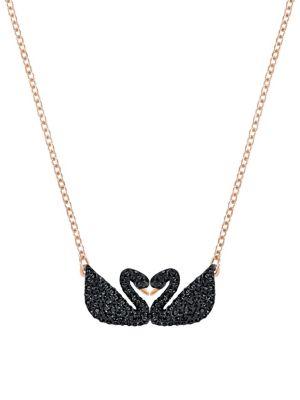 Swarovski Swan Black & Rose-goldplated Pendant Necklace