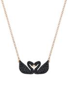 Swarovski Swan Black & Rose-goldplated Pendant Necklace