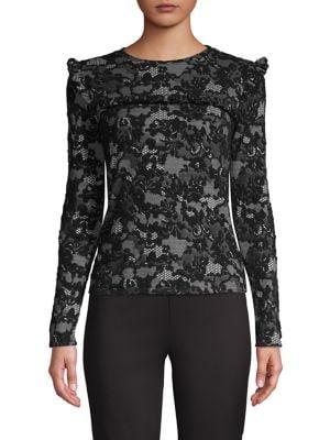Michael Michael Kors Embroidered Ruffle Lace Top