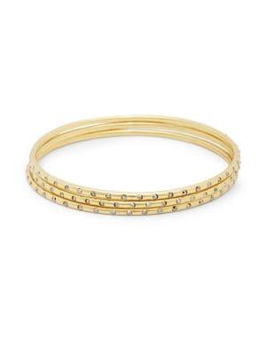Sole Society Three-piece Goldtone & Hematite Bangle Bracelet Set