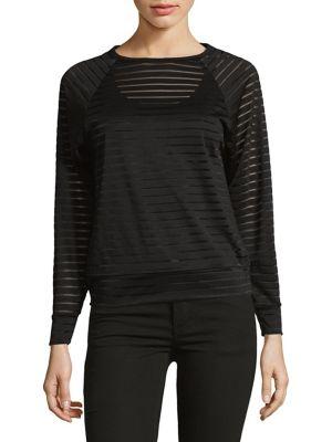 Michael Michael Kors Petite Striped Long-sleeve Top