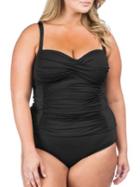 La Blanca Womens Solid Ruched One-piece