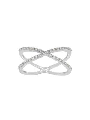 Lord & Taylor Andin Sterling Silver & Diamond Pave Criss-cross Ring