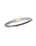 Effy 925 Sterling Silver, 10mm White Round Freshwater Pearl, 18k Yellow Gold Bangle