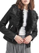 Miss Selfridge Faux-fur Moto Jacket