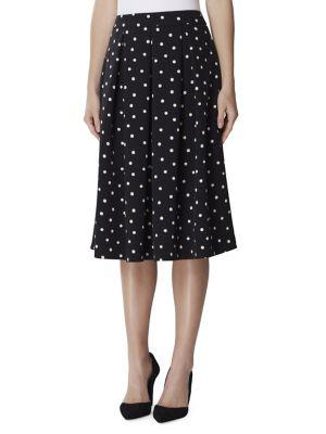 Tahari Arthur S. Levine Dotted Inverted-pleat Midi Skirt