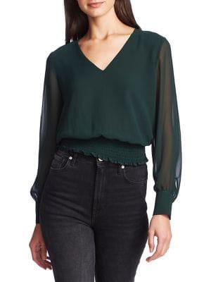 1.state V-neck Smocked Top