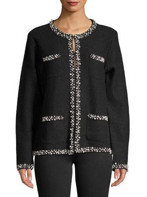 Karl Lagerfeld Paris Four Pocket Faux-pearl Jacket