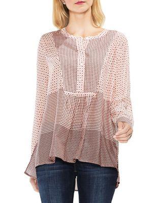 Vince Camuto Long Sleeve Tile Bib Top