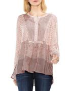 Vince Camuto Long Sleeve Tile Bib Top