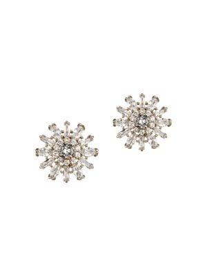 Nina Oleander Crystal Geometric Floral Stud Earrings