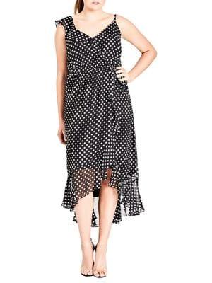 City Chic Plus Sleeveless Polka Dot Dress