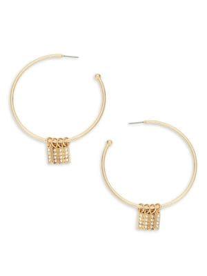Design Lab Goldtone And Pave Glass Stone Hoop Earrings