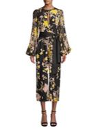 Diane Von Furstenberg Delphi Silk Floral Tie Front Crop Jumpsuit
