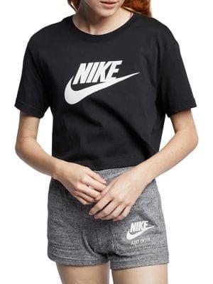 Nike Logo Cropped Cotton Tee