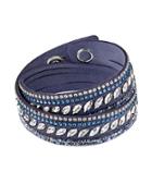 Swarovski Slake Pulse Blue Crystal-accented Leather Wrap Bracelet