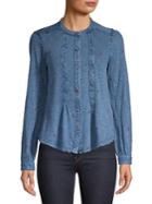 Lucky Brand Embroidered Button Front Chambray Shirt