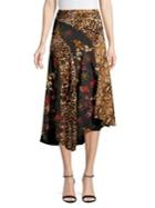 Cupio Mixed-print Asymmetrical Skirt