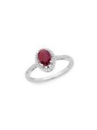Lord & Taylor Sterling Silver, Ruby & Diamond Solitaire Ring