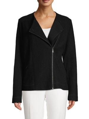 Karl Lagerfeld Paris Textured Full-zip Moto Jacket