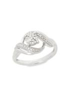 Lord & Taylor Sterling Silver & Faceted Diamond Ring