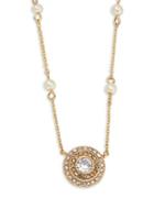 Lauren Ralph Lauren Cubic Zirconia And Faux Pearl Crystal Station Pendant Necklace