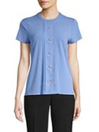 Karl Lagerfeld Paris Embellished Button Placket Top