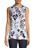 Lord & Taylor Petite Mock Neck Floral Blouse