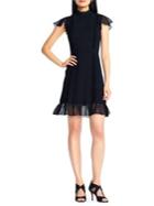 Adrianna Papell Textured Chiffon Ruffle Fit And Flare Dress