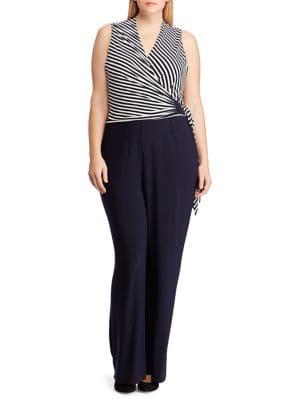 Lauren Ralph Lauren Plus Plus Striped Jersey Jumpsuit