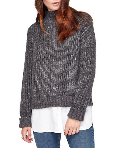 Miss Selfridge Chunky Mockneck Sweater With Blouse Layer