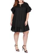 Lucky Brand Plus Lace-up Cotton Shift Dress