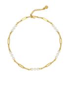 Majorica Modern Metal 6mm Organic Man-made Pearls Goldplated Necklace