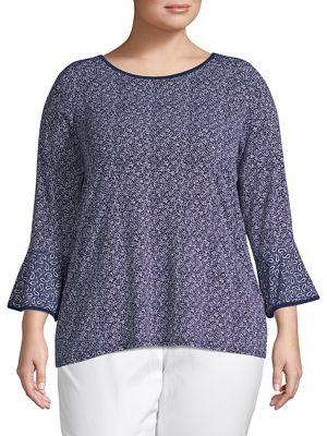 Michael Kors Plus Graphic Bell-sleeve Top