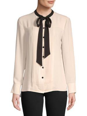 Anne Klein Tied Tuxedo-pleat Blouse