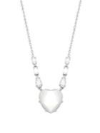 Nadri V-day Rhodium-plated Cubic Zirconia And Opal Heart Pendant Necklace
