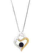Lord & Taylor Diamond, Blue Sapphire, Silver And 14k Yellow Gold Pendant Necklace