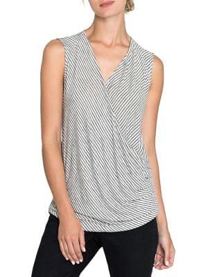 Nic+zoe Lunar Striped Wrap Front Top