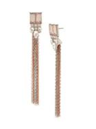 Betsey Johnson Stone Cluster Chain Fringe Linear Earrings