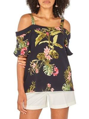 Dorothy Perkins Penny Palm Frill Cold-shoulder Top