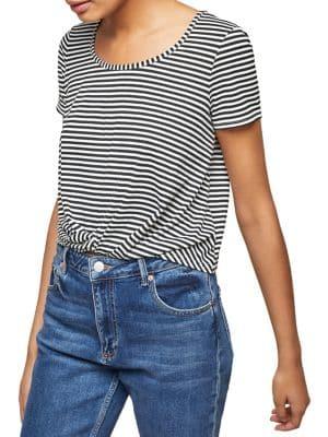 Miss Selfridge Striped Twisted Front Tee