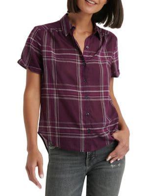 Lucky Brand Checkered Button Front Short Sleeve Shirt