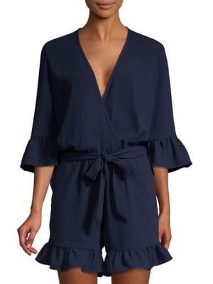 Trina Turk Tourist Ruffled Faux-wrap Romper